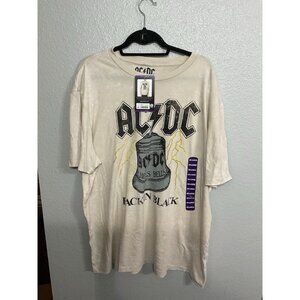 AC/DC Graphic Band Tee Back In Black Cream NWT Size 2XL